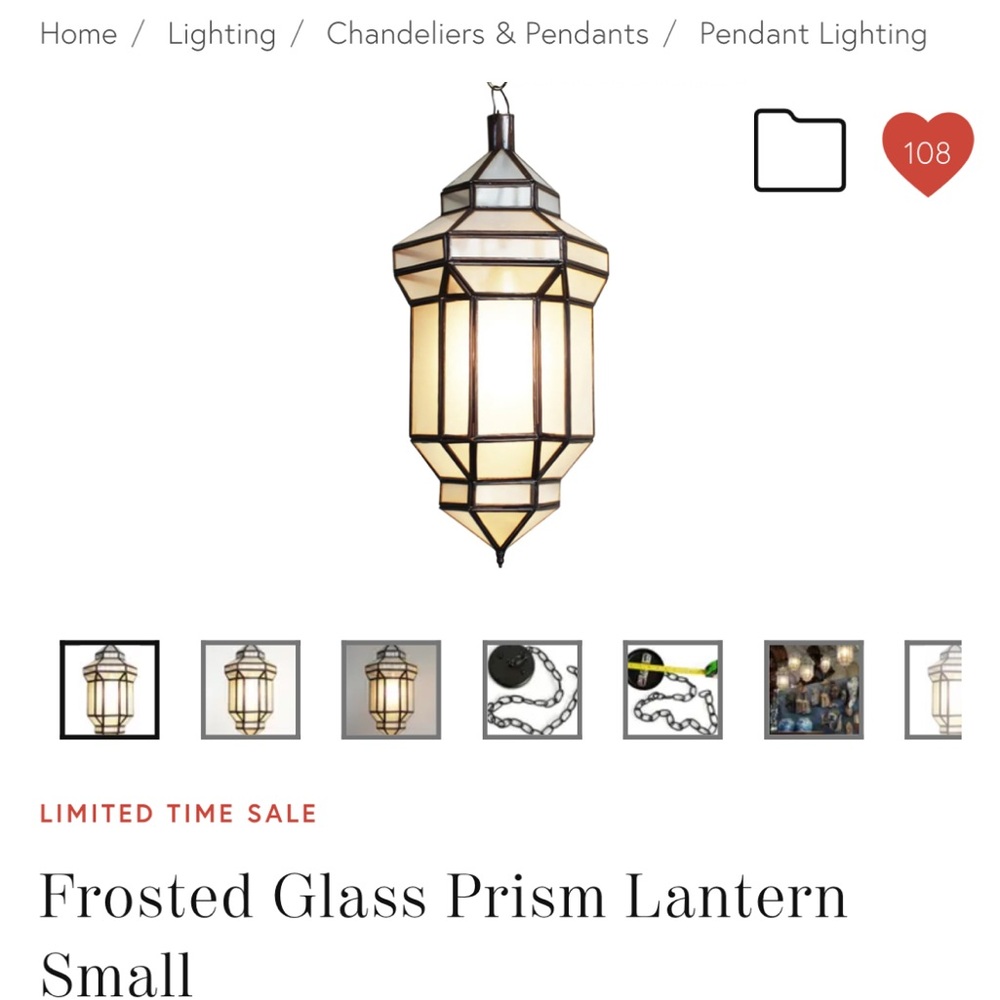 Chairish Frosted Glass Prism Lantern Pendant